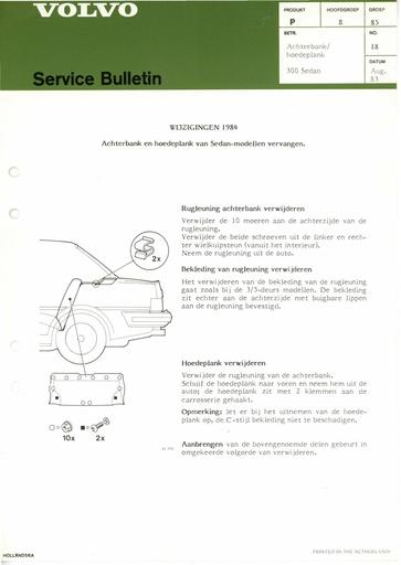 Bulletin Achterbank en hoedenplank 300 '83