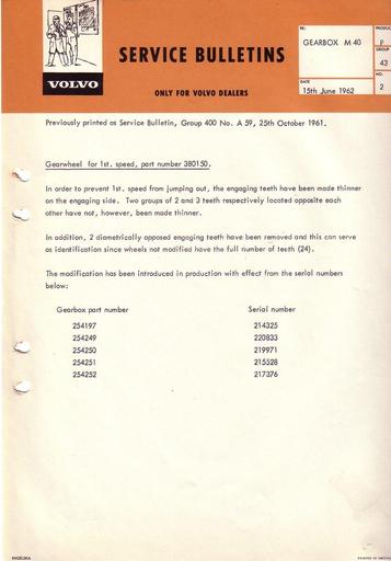 Bulletin M40 gewijzigd April '62 (Engels)