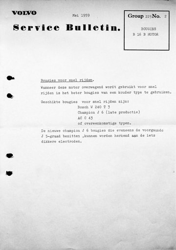Service Bulletin B16 Bougies