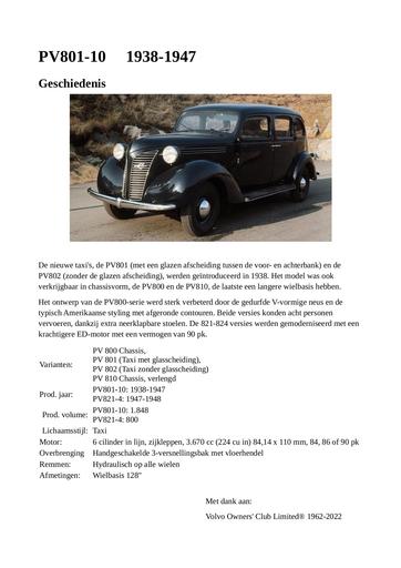 PV800 Modelinformatie