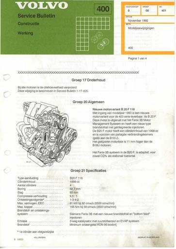 400 Bulletin Modelwijzigingen '92