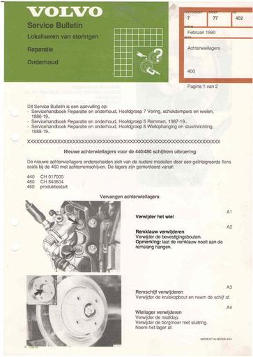 Bulletin 400 Achterwiellagers Feb'90