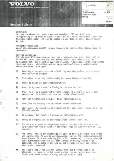 440, 460 Bulletin Stationair B16F Juni'95