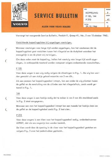 Bulletin Vastzittende Koppeling P120, 144, P210 Dec '66
