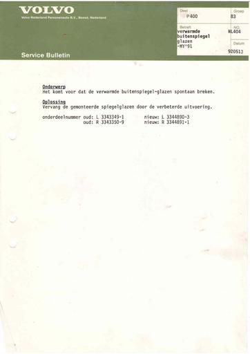 Bulletin 400 Verwarmde buitenspiegel Mei'92