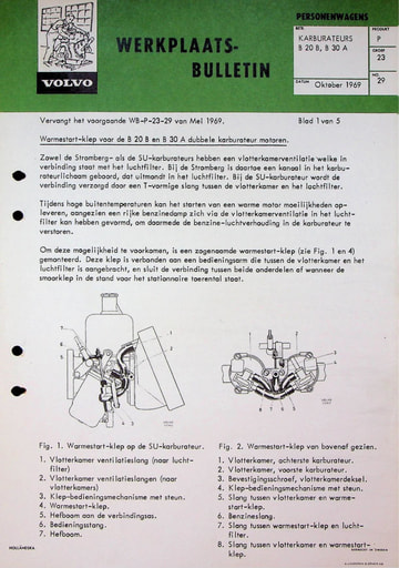 Bulletin Warme startklep B20B, B30A '69 '73