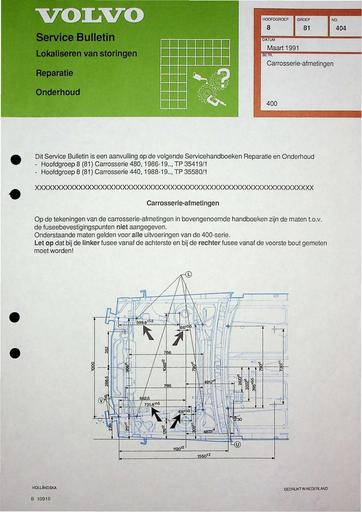 Bulletin 400  Carrosserie afmetingen Mrt'91