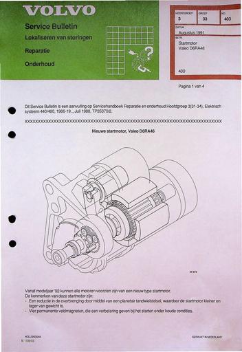Bulletin Startmotor Valeo D6RA46 Aug '91