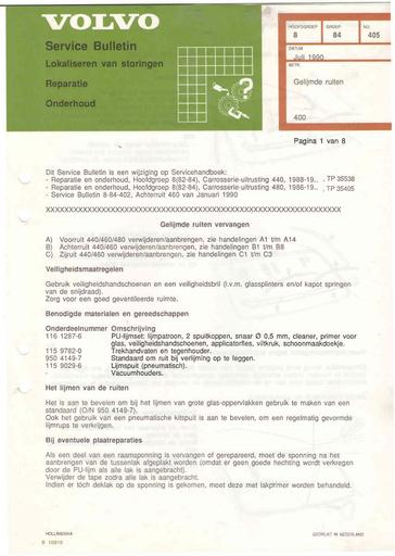 Bulletin 400 Gelijmde voorruit Juli'90