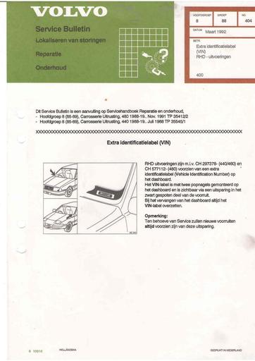 Bulletin 400 Indentificatie RHD Mrt'92