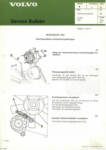 Bulletin Distributiedeksel B200 360, '84