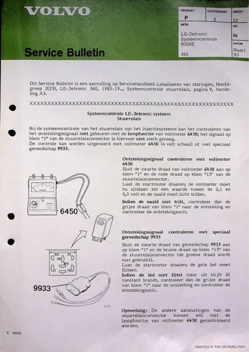 Bulletin LE Jetronic Systeem B200E '85 '87