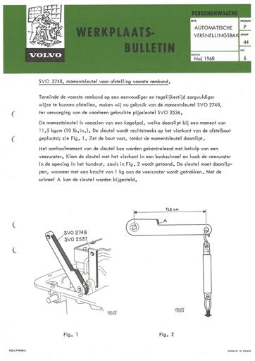 Bulletin BW35 Afstelling voorste remband Mei '68