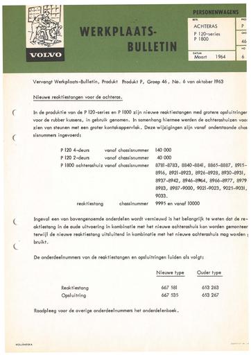Bulletin Achteras Nieuwe Reactiestangen 120, 1800 Maart '64