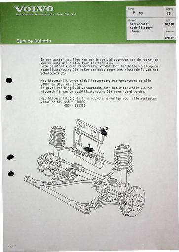Bulletin 400 Stabilisatorstang voor Nov'89