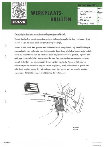 Bulletin Ontgrendelkabel 140 Aug '68