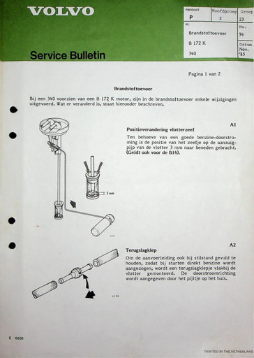 Bulletin Brandstoftoevoer B172K '86 '87