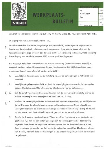 Bulletin Handremkabel 144 Mei '67