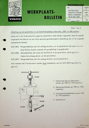 Bulletin Afstelling Zenith B20, B30 '71