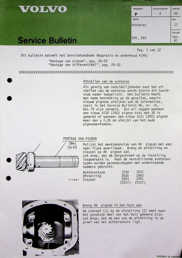 Bulletin Achteras 240, 260 '80