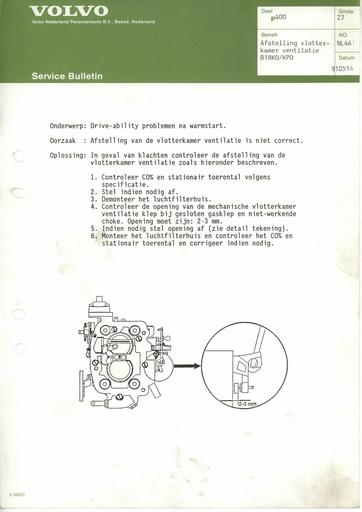400 Bulletin Afstelling vlotterkamer B18KDKPD Mei'91