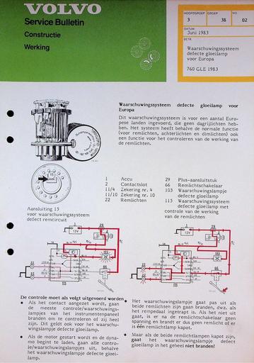 740 760  Waarschuwing defecte gloeilamp '83