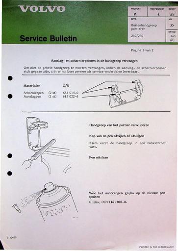 Bulletin 240, 260 Buitenhandgreep Juni'85