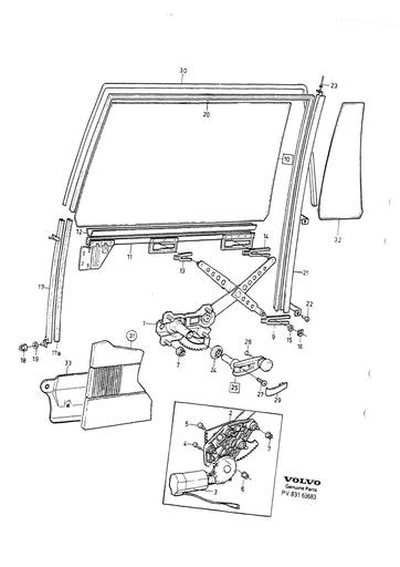 Achterdeur ruitmechanisme