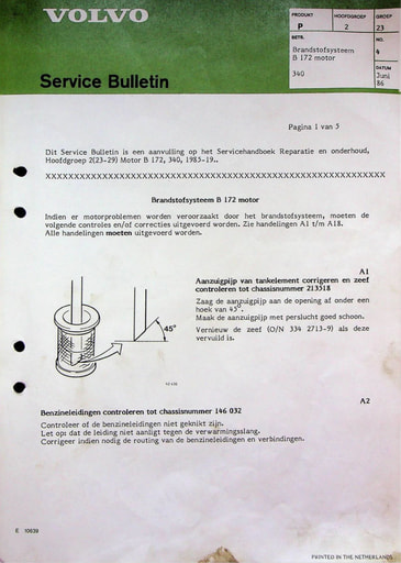 Bulletin Brandstofsysteem B172 '86