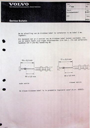 Bulletin 400 Kickdownkabel CVT Sept'94