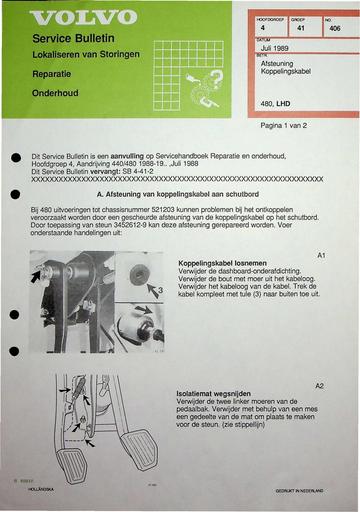 Bulletin 480 Afstellen Koppelingskabel LHD Jul'89