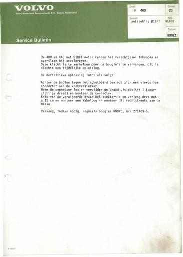 400 Bulletin Ontsteking B18FT Feb'89