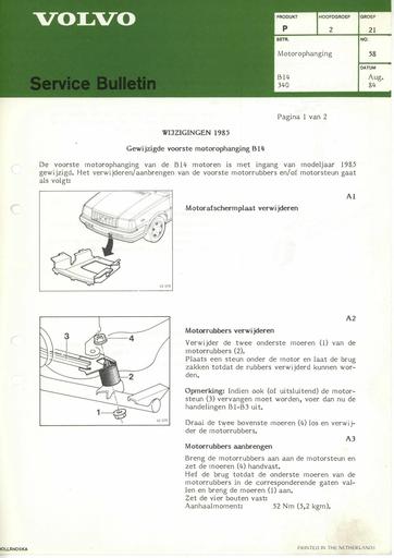 Bulletin Motorophanging B14 340 '84