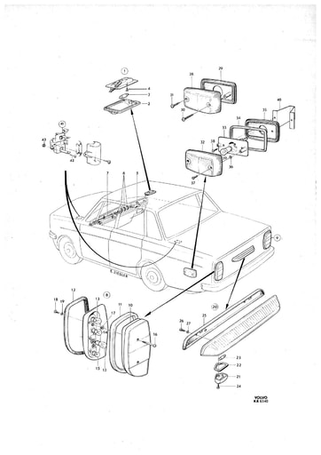 Verlichting achter en interieur 142, 144