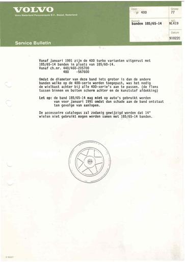 Bulletin 400 Banden 185 65 r14 Feb'91