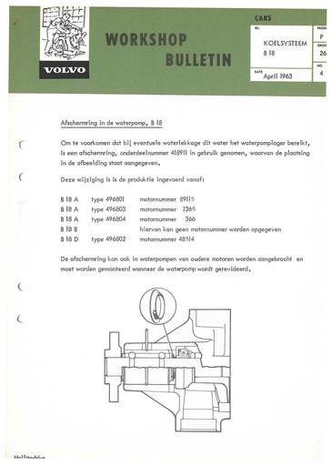 Bulletin Waterpomp B18 April '63