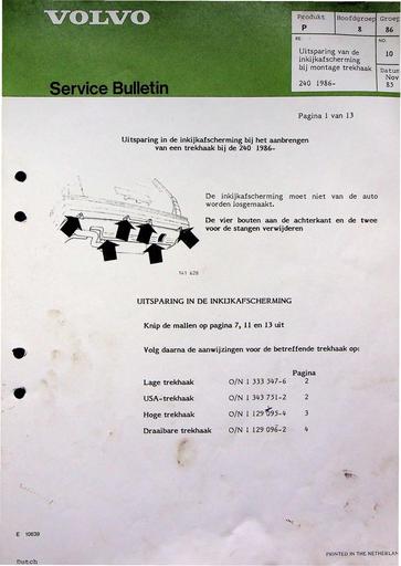 Bulletin 240 Inkijkbescherming trekhaak Nov'86