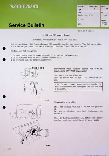 Bulletin Luchtklep CIS B230F '85 '93