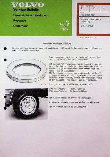 740 760 780 Bovenste veerpoot lagering '86