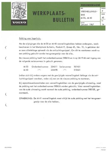 Bulletin Pakking M30, M40 Jan '67