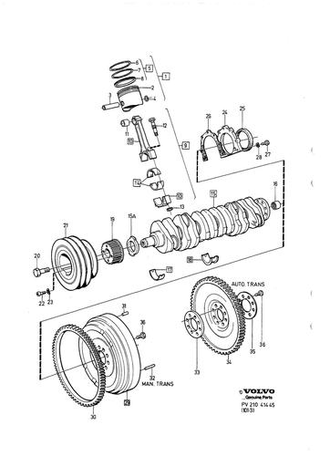 D24, D24T Krukas, Zuigers, Vliegwiel