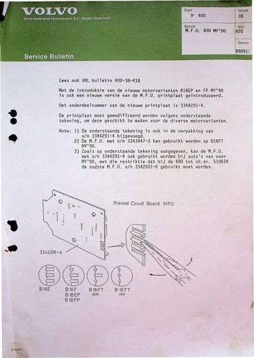 Bulletin 400 MFU Printplaat Sept'89