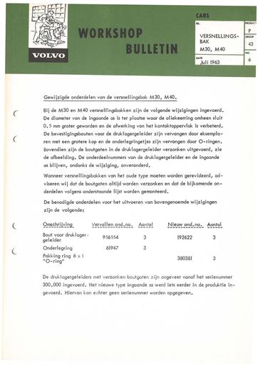 Bulletin Wijzigingen M30, M40 Juli '63