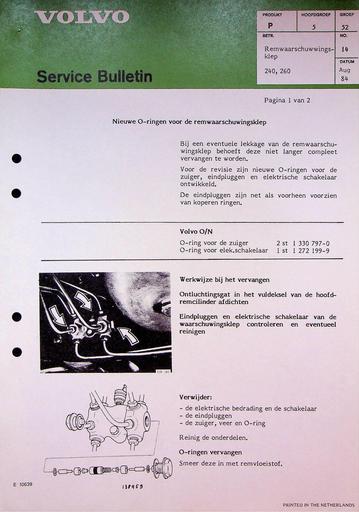 Bulletin 240, 260 Remwaarschuwingsklep Aug'84