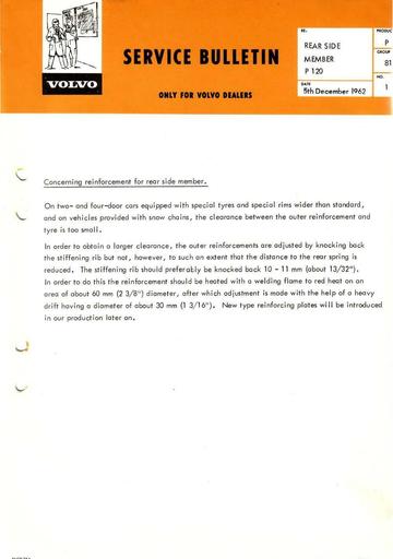 Bulletin Versterking passagiersstoel P120 Dec  '63 (Engels)