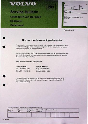 Bulletin 200 Stoelverwarming Feb'93