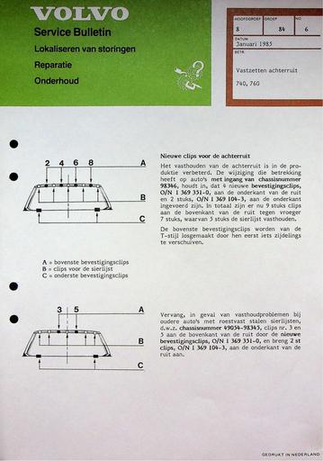 740 760 Achterruit vastzetten '85