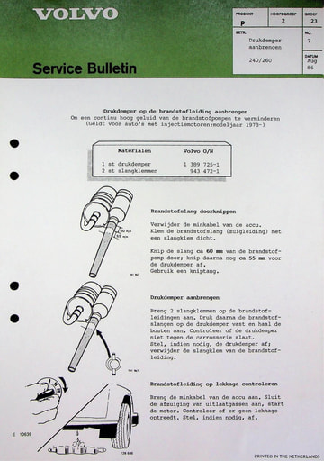 Bulletin Drukdemper benzineleiding '78 '85