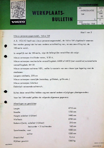 Bulletin Introductie 164 '68