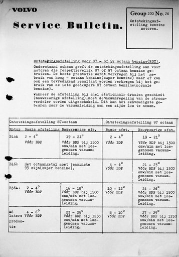 Service Bulletin B16 Ontstekingstijdstip